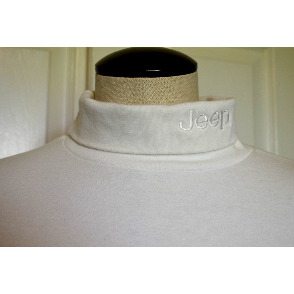 Vtg‎ Sea Palms by Hartwell White Turtle Neck Shirt  Men's L Combed JEEP Spellout